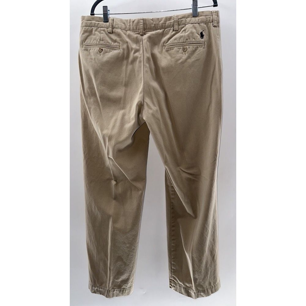 Polo Ralph Lauren Preston Men's Khaki Chino Pants Size 36x32 Flat Front Cotton - Picture 3 of 8